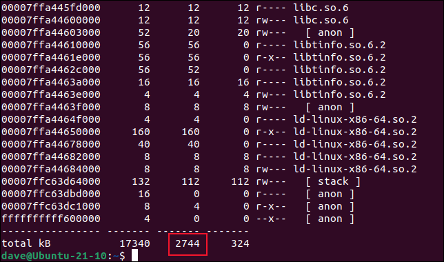 L'output di pmap per una singola istanza di less