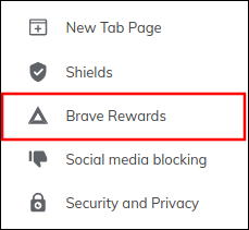 Cliquez sur "Brave Rewards" dans le menu des paramètres.