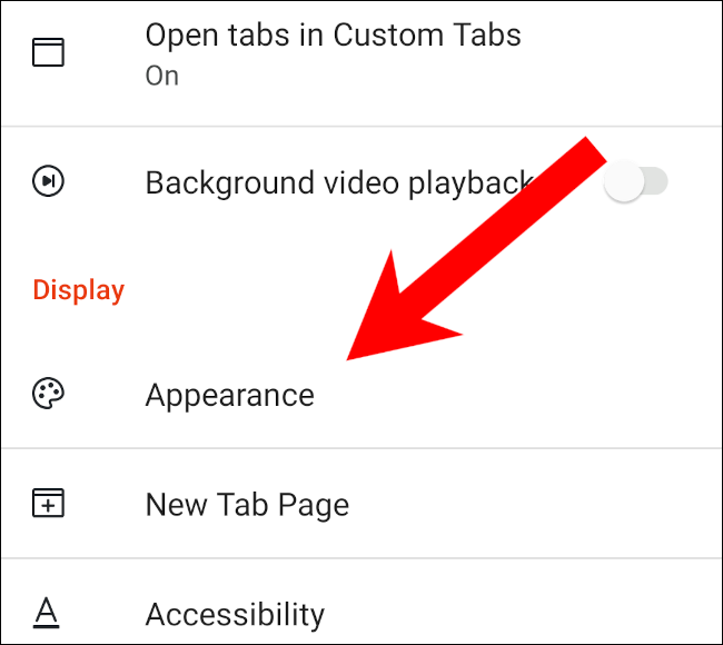 Tippen Sie auf „Aussehen“.