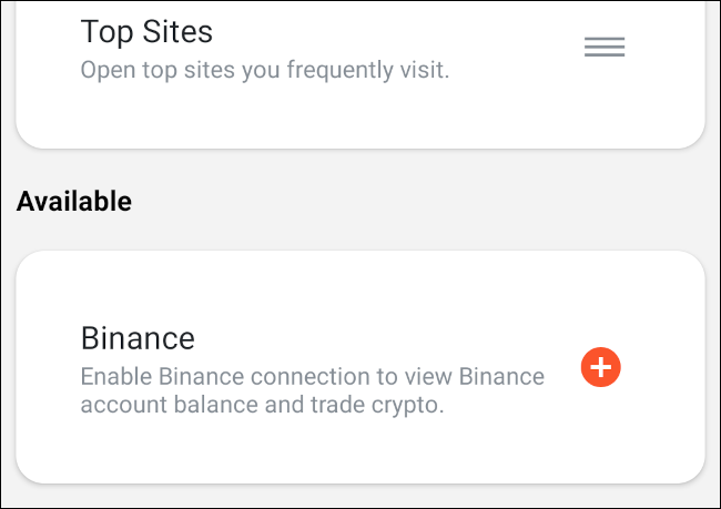 Die Binance-Karte wurde aus dem Widget-Stack in Brave Mobile entfernt.