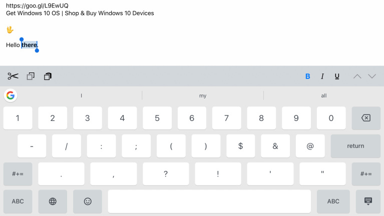 Barre d'outils du clavier pour iOS