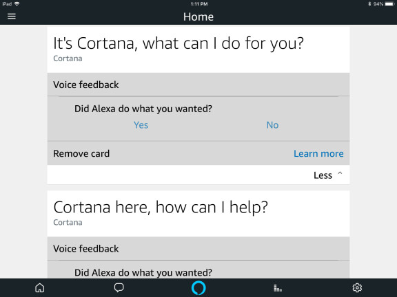 Ouvrir Cortana avec Alexa