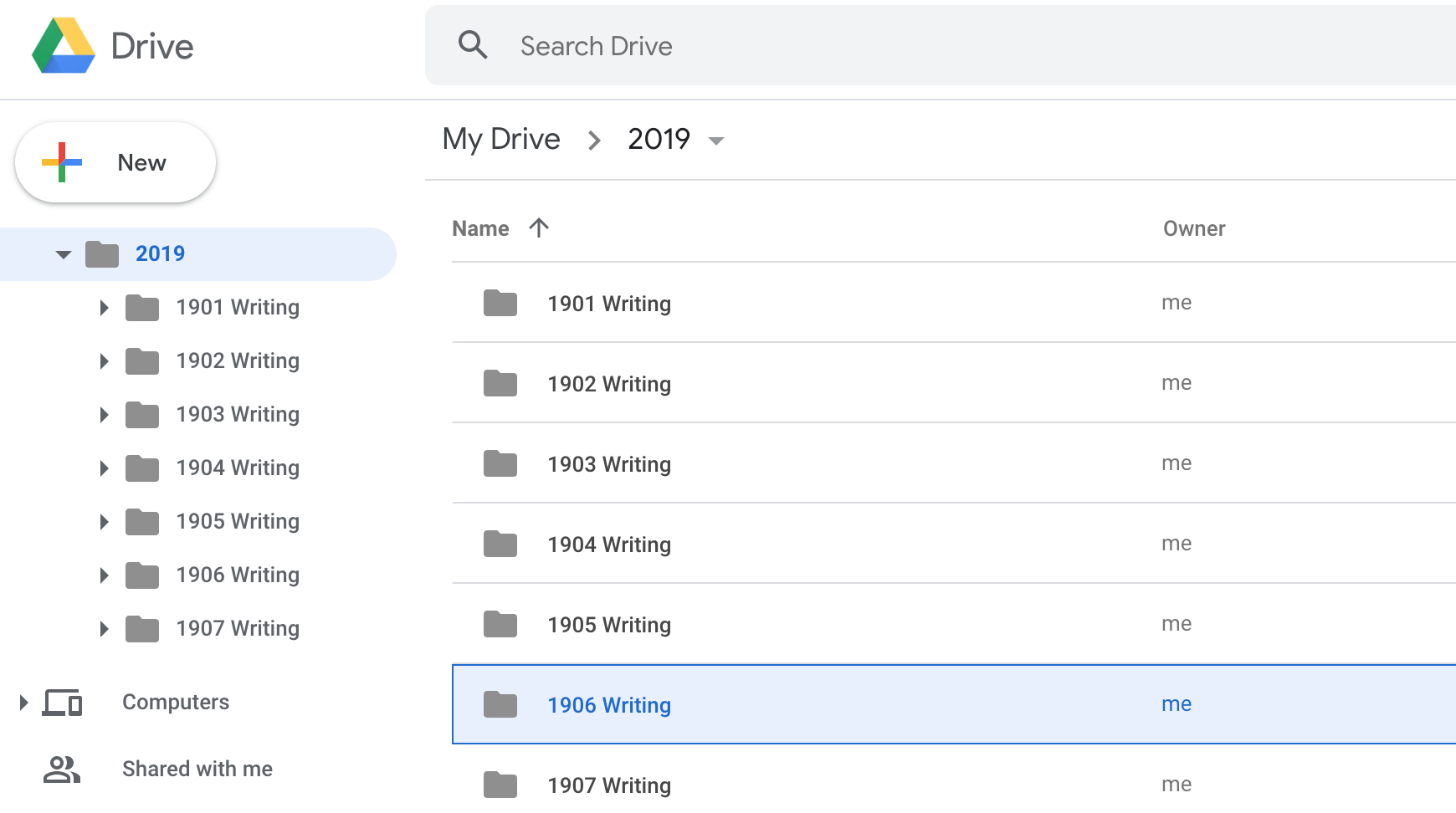 Sous-dossiers Google Drive