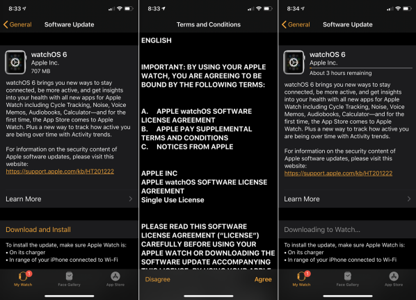 AppleWatchをwatchOS6に更新します