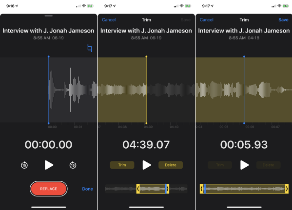 iPhoneで録音の一部を削除する