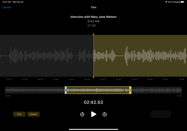 iPadで録音を編集する