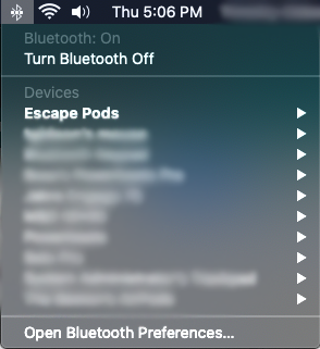 Bluetooth設定ペインを開く