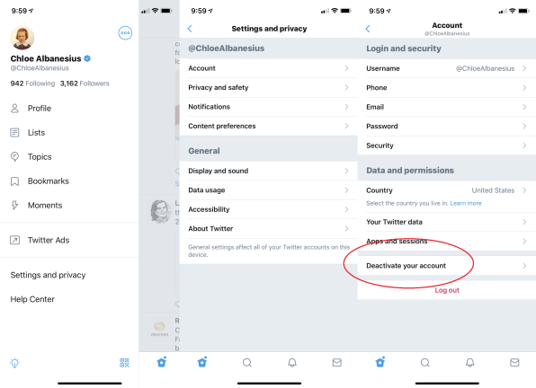 Désactiver votre compte Twitter