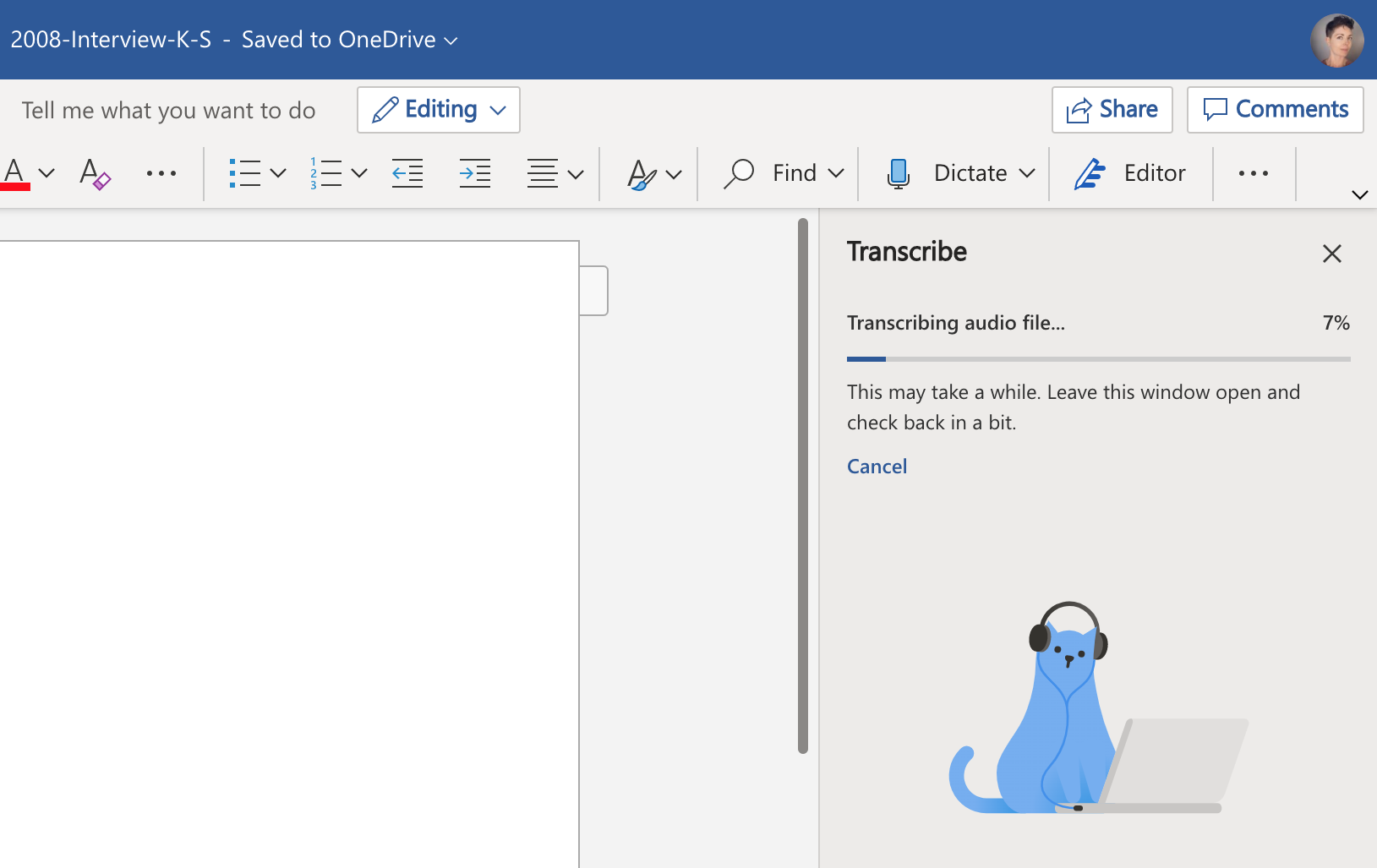 MicrosoftWordで音声を書き写す