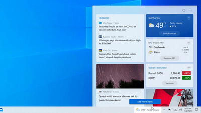 Microsoft добавляет динамический контент в образ панели задач Windows 10