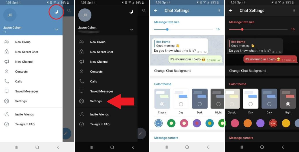 telegram android mode gelap