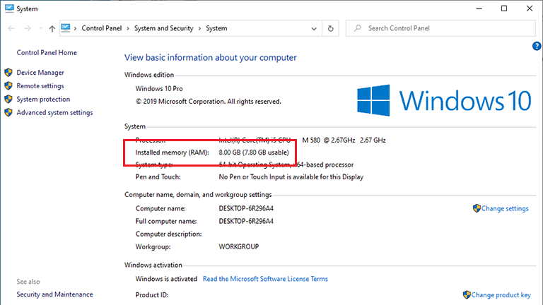 Info Sistem di Windows 10