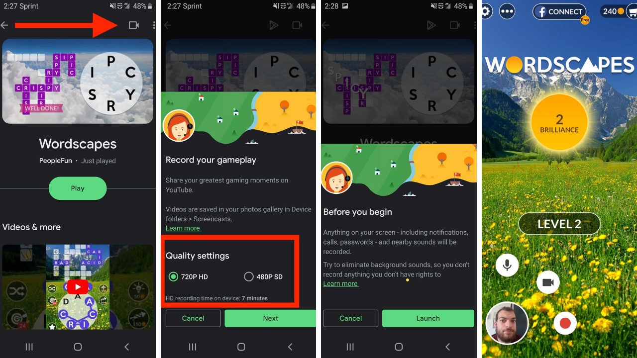 Zeichnen Sie das Gameplay in der Google Play Games App auf