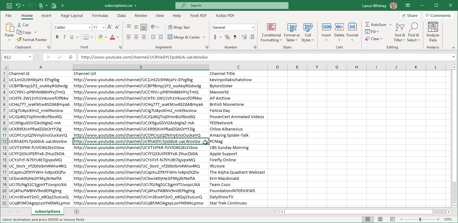 Excel Tabelle