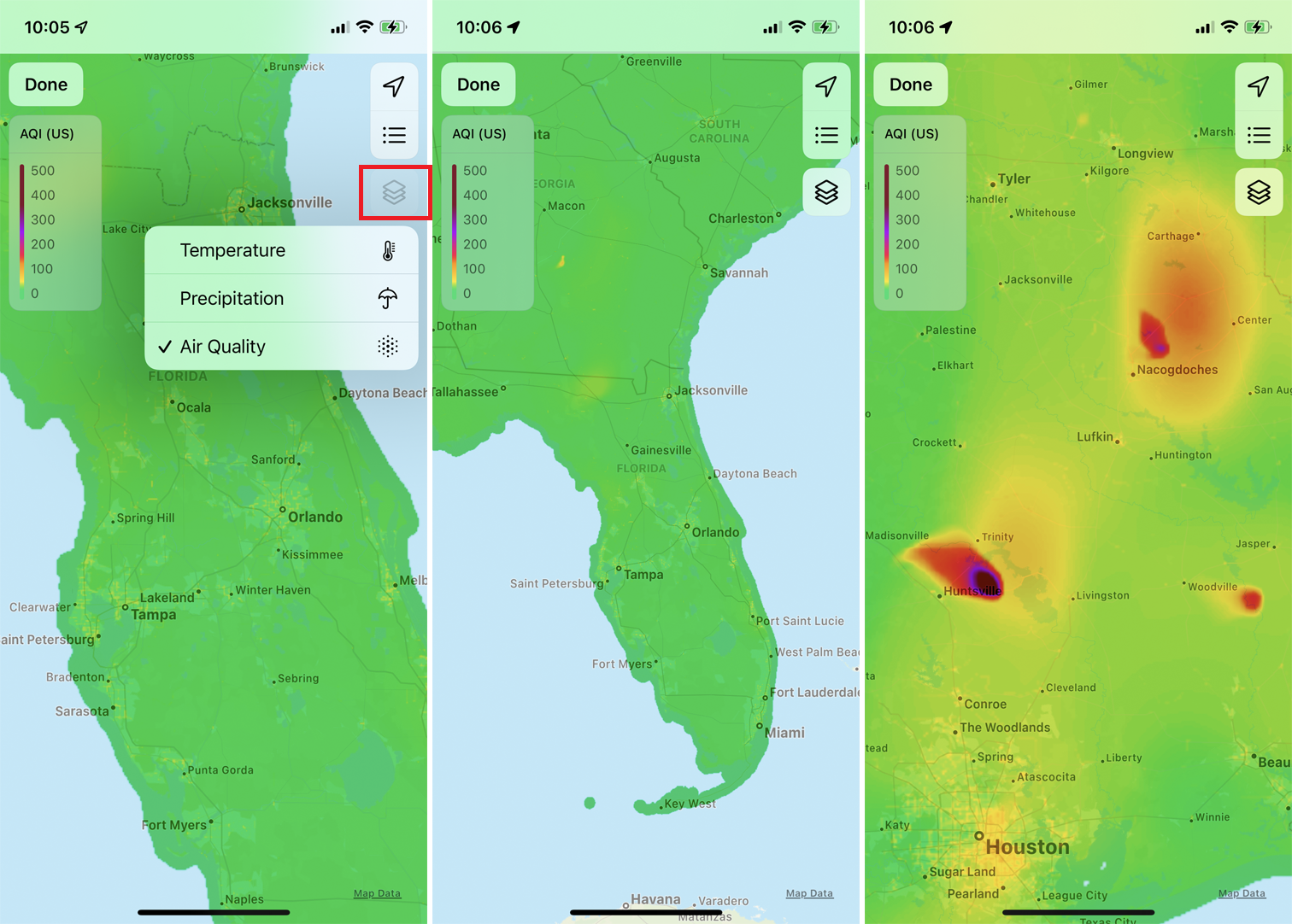 mapa da qualidade do ar