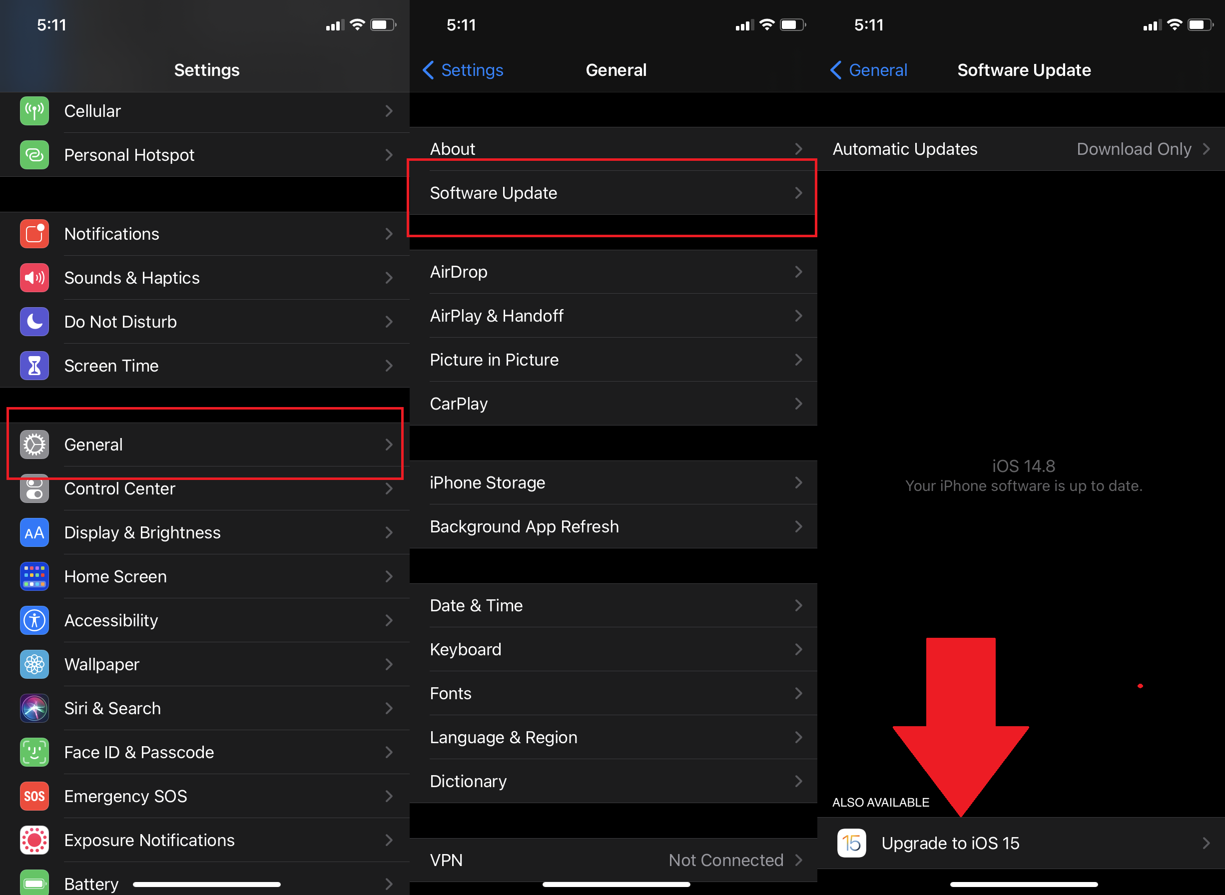 Schritte zum Upgrade von iOS 14 auf iOS 15 auf dem iPhone