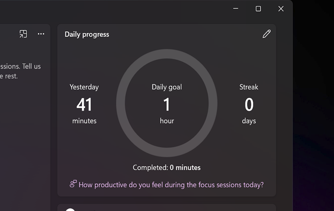 Urmăriți progresul în Windows 11 Focus Sessions