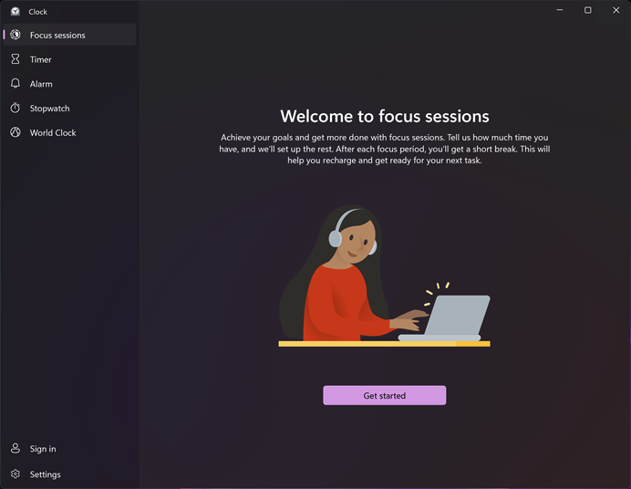 Focus Sessions en la aplicación Reloj de Windows 11