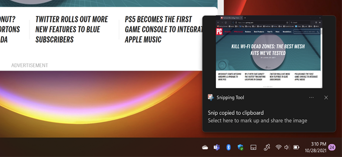 Snipping-Tool-Benachrichtigung in Windows 11