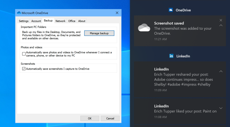 Use la tecla Imprimir pantalla con OneDrive