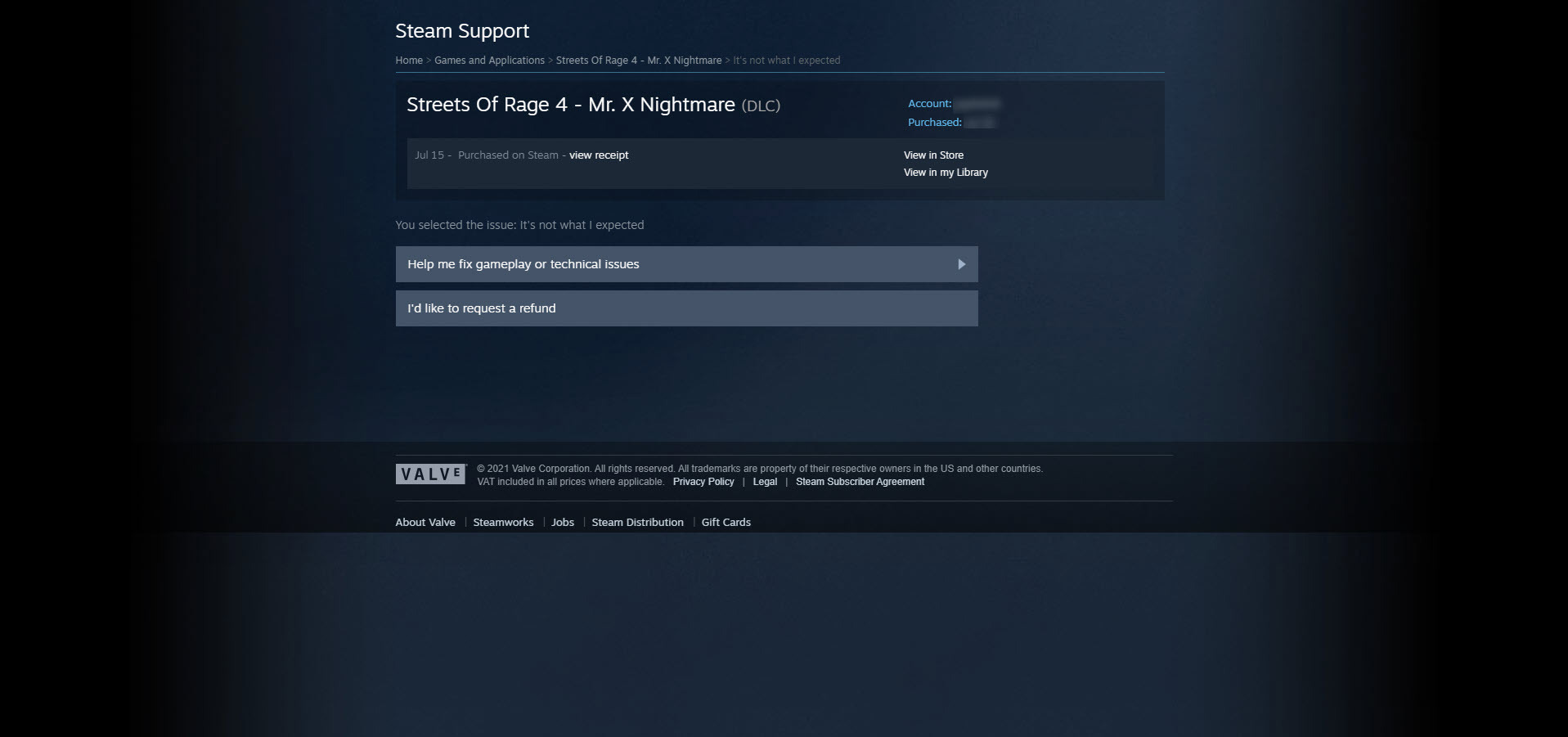 Steam-Spielrückerstattung