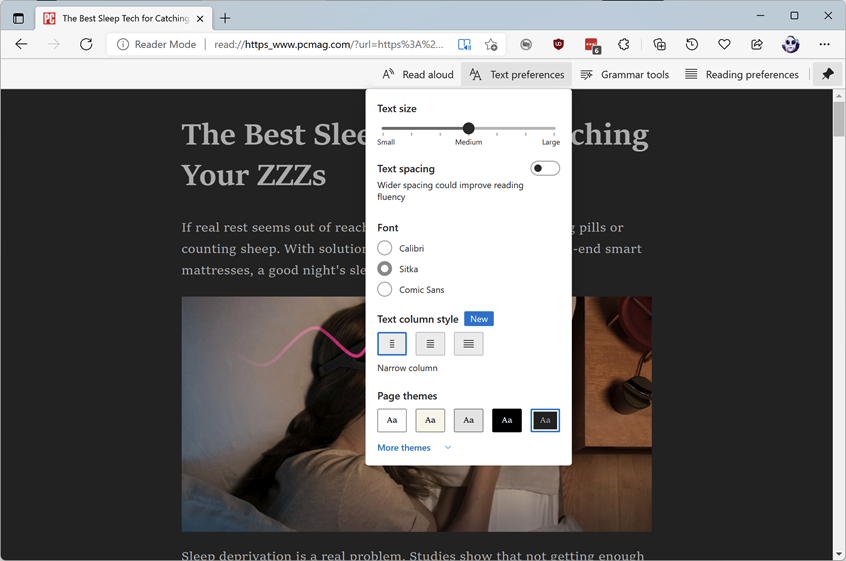 Immersive Reader-Ansicht im Edge-Browser