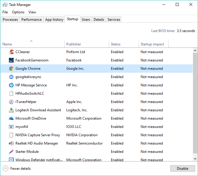 nonaktifkan program startup windows 10