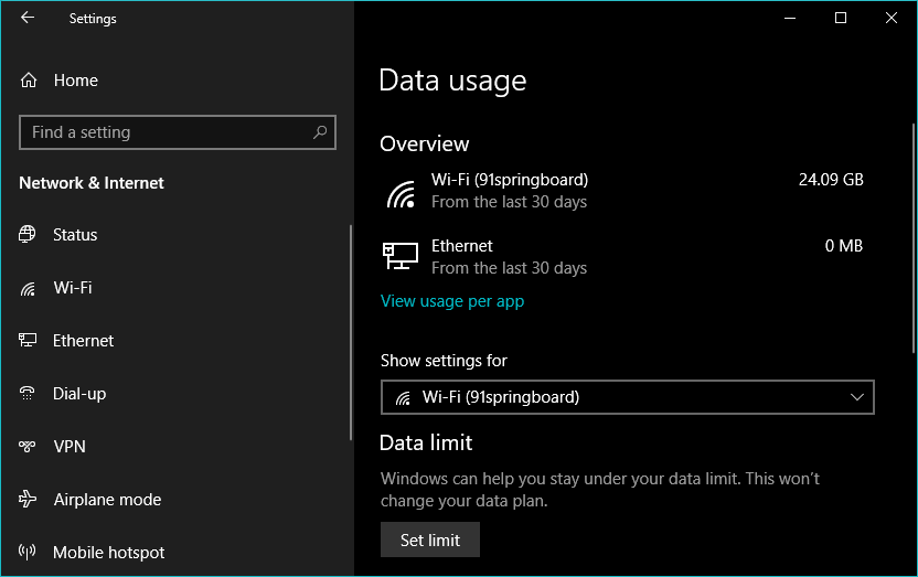 Bagaimana cara memeriksa penggunaan data saya di Windows 10?