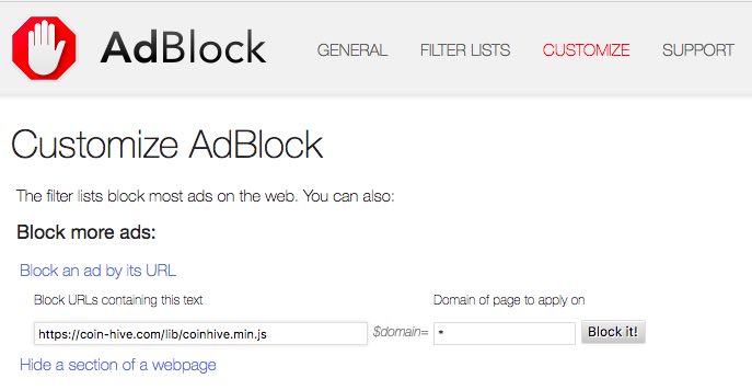 adblock menghentikan penambangan