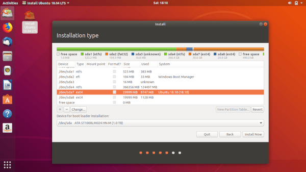 Comment installer Ubuntu 18.04 Bionic Beaver et 18.10 Cosmic Cuttlefish Partition Manager