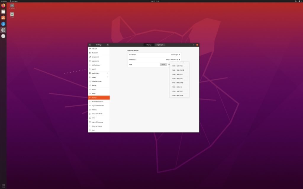 Ubuntu 20.04 LTS —画面サイズの変更