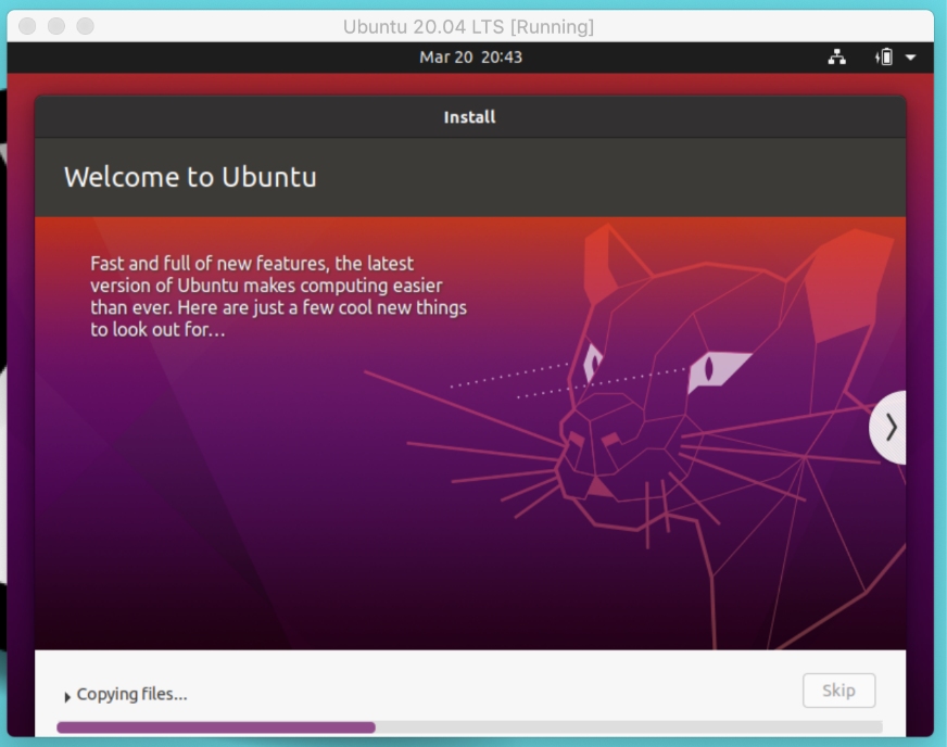 Ubuntu 20.04 LTSインストーラー—インストールが開始されます