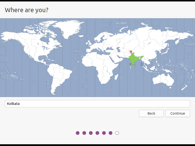 Instalador de Ubuntu 20.04 LTS: Establecer ubicación