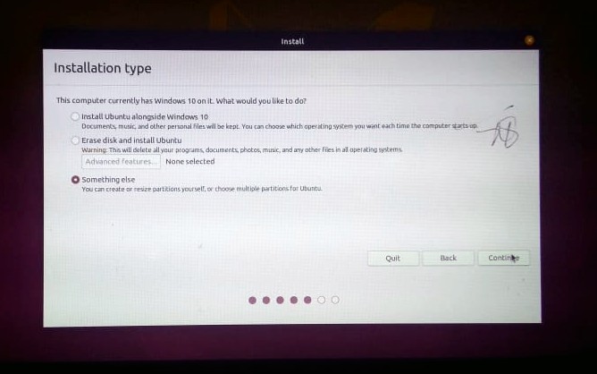 Instalación de Ubuntu: elija el tipo de instalación