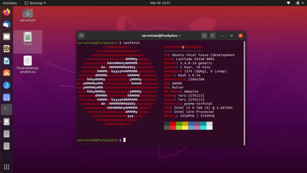 Escritorio Ubuntu 20.04