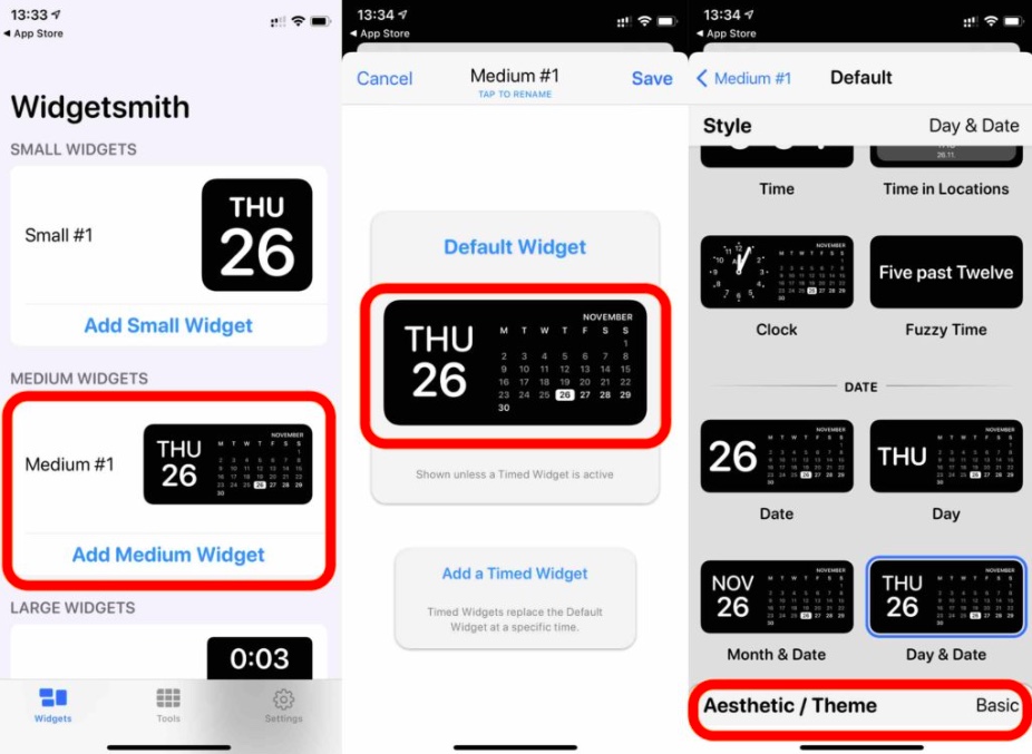 Widget iOS khusus menggunakan Widgetsmith