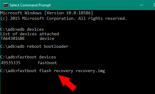 récupération flash fastboot