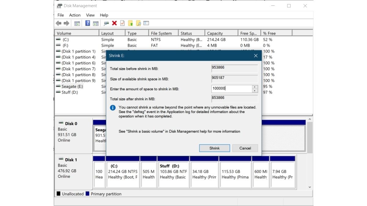 Réduction du disque dur - Comment installer Linux Mint