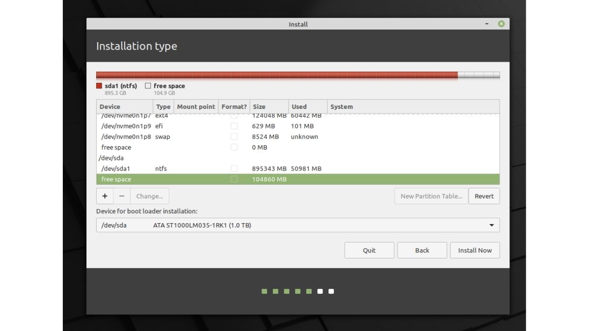 Installez Linux Mint - Partitions !