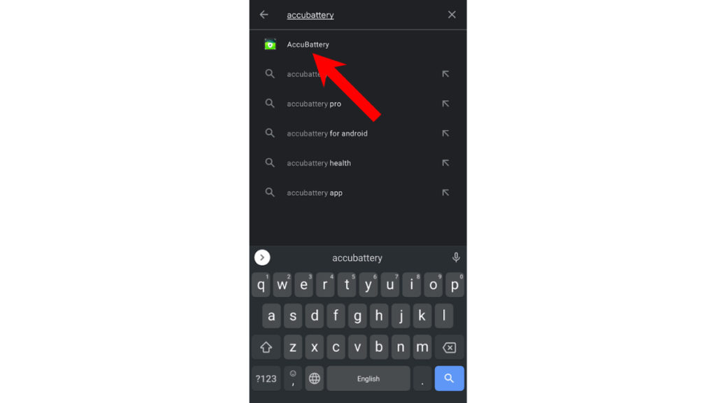 arama çubuğuna accubattery yazın