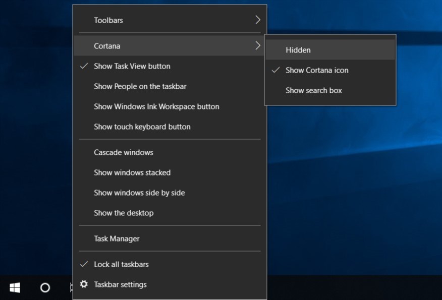 Ocultar Cortana no Windows 10