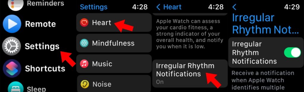 4 Activer le rythme de foyer irrégulier sur Apple Watch