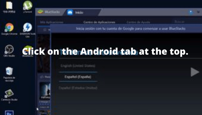 Klik pada tab Android di bagian atas.