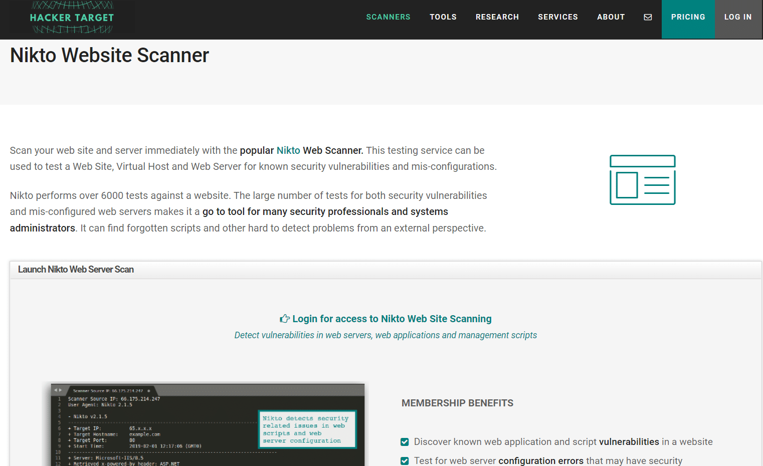 Pemindai Kerentanan Situs Web Nikto