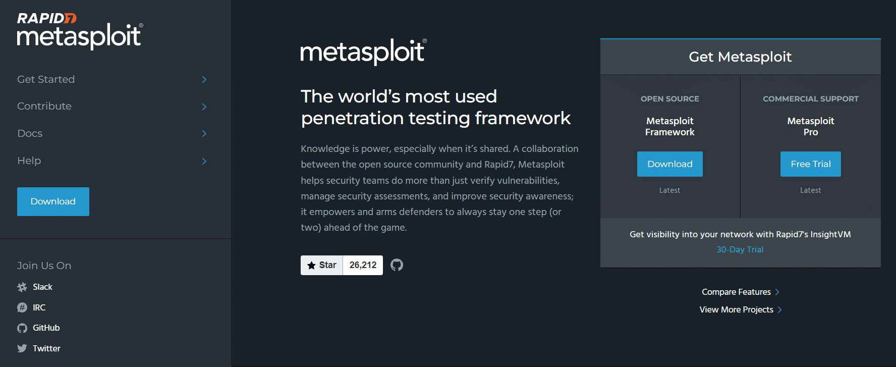 ดาวน์โหลดเครื่องมือแฮ็ค Metasploit จากเว็บไซต์ทางการ