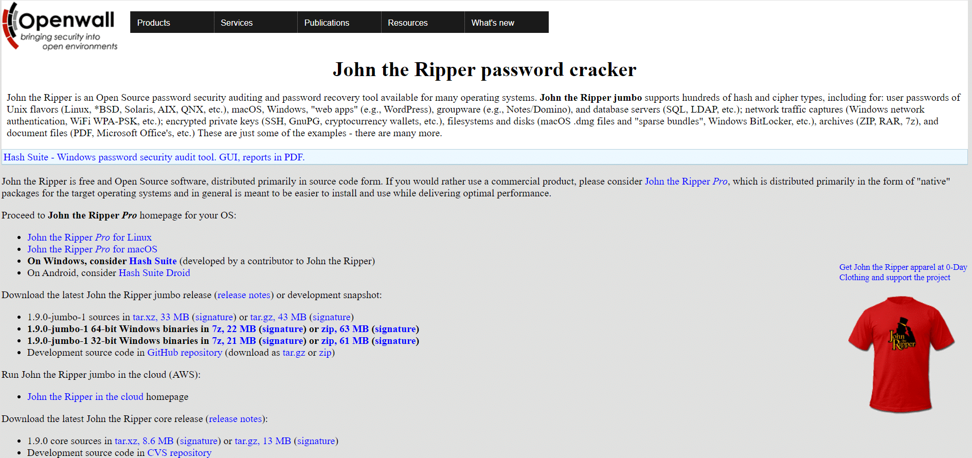 Situs resmi John the ripper password cracker