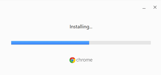 O Google Chrome começará a baixar e instalar