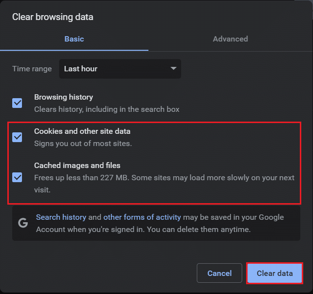 haga clic en el botón Limpiar datos para borrar los datos de navegación en Google Chrome