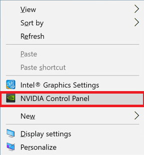 ขั้นแรก ให้คลิกขวาบนหน้าจอเดสก์ท็อปของคุณและคลิกที่ตัวเลือก NVIDIA Control Panel