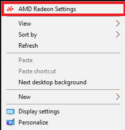 Fare clic con il pulsante destro del mouse sullo schermo del desktop e fare clic sull'opzione Impostazioni AMD Radeon